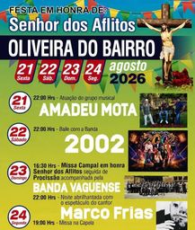 Cartaz Festa em honra de Senhor dos Aflitos 2026 - Oliveira do Bairro