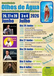 Cartaz Festa em honra do Sagrado Coração de Jesus 2026 - Olhos de Água