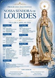 Cartaz Festas de Nossa Senhora de Lourdes 2026 - Capelas