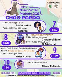 Cartaz Festas de Nossa Srª da Piedade 2026 - Chão Pardo