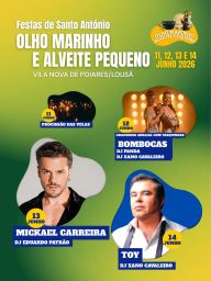 Cartaz Festas de Santo António 2026 - Olho Marinho e Alveite Pequeno