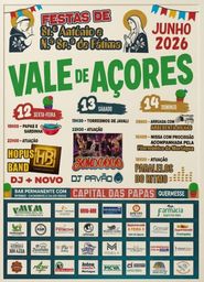 Cartaz Festas de Santo António e Nossa Senhora de Fátima 2026 - Vale de Açores