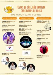 Cartaz Festas de São João Baptista 2026 - Carcavelos de Lousa