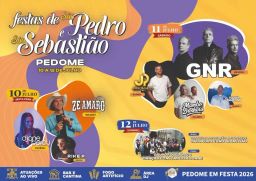 Cartaz Festas de São Pedro e São Sebastião 2026 - Pedome