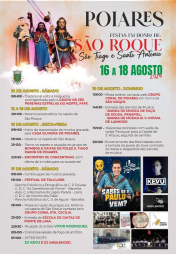 Cartaz FESTAS EM HONRA A SÃO ROQUE SANTO ANTÓNIO E SÃO TIAGO 2024 - Poiares