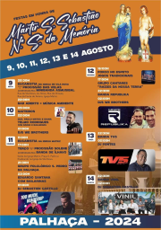 Cartaz Festas em Honra de Mártir de São Sebastião 2024 - Palhaça