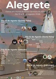 Cartaz Festas em Honra de Nossa Senhora da Alegria 2026 - Alegrete