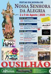 Cartaz Festas em honra de Nossa Senhora da Alegria 2026 - Ousilhão