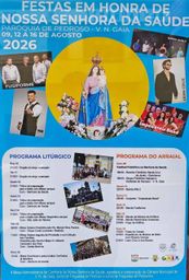 Cartaz Festas em honra de Nossa Senhora da Saúde 2026 - Pedroso