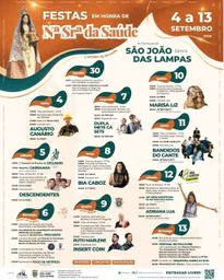 Cartaz Festas em honra de Nossa Senhora da Saúde 2026 - São João das Lampas