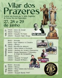 Cartaz Festas em Honra de S. João Baptista & Nossa Sra da Esperança 2026 - Vilar dos Prazeres