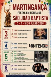 Cartaz Festas em honra de São João Baptista 2026 - Martingança