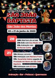 Cartaz Festas em honra de São João Baptista 2026 - São João dos Montes