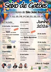 Cartaz Festas em Honra de São João Baptista 2026 - Seixo de Gatões