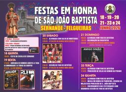 Cartaz Festas em honra de São João Baptista 2026 - Sernande