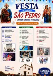 Cartaz Festas Em Honra de São Pedro e Nossa Senhora do Rosário 2026 - Maxieira