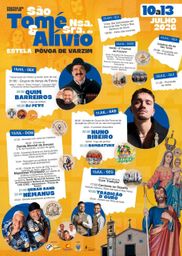Cartaz Festas em honra de São Tomé e Nsa. Sra. do Alívio 2026 - Estela
