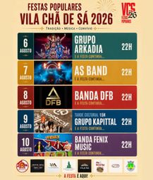 Cartaz Festas Populares 2026 - Vila Chã de Sá