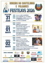 Cartaz Festejos de Ribeiro Soutelinho e Folgares 2026 - Pampilhosa da Serra