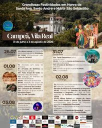 Cartaz Grandiosas Festividades em Honra de Santa Ana, Santo André e Mártir São Sebastião 2026 - Campeã