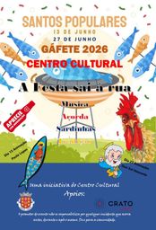 Cartaz Santos Populares em Gáfete; Santo Antônio e São Pedro 2026 - Gáfete