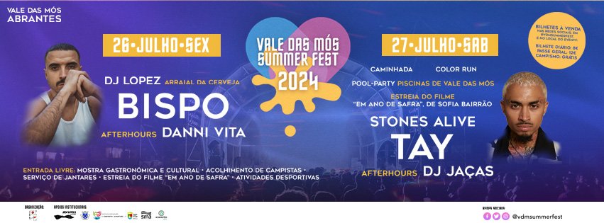 Cartaz Vale das Mós Summer Fest 2024 - Abrantes