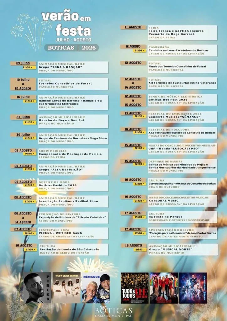 Cartaz Verão em Festa 2026 - Boticas