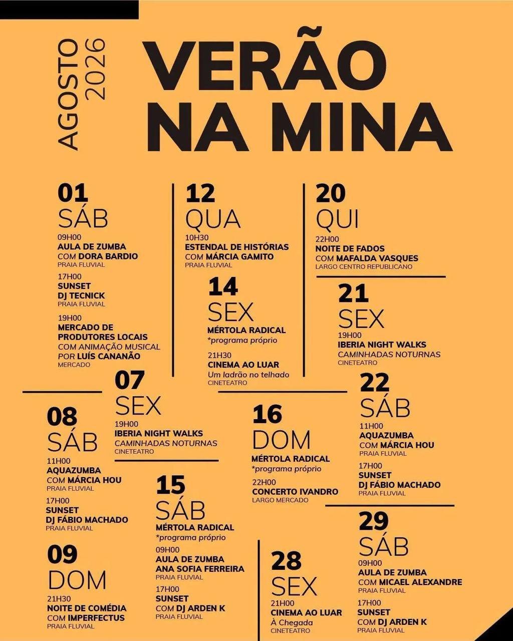 Cartaz Verão na Mina 2026 - Mina de São Domingos