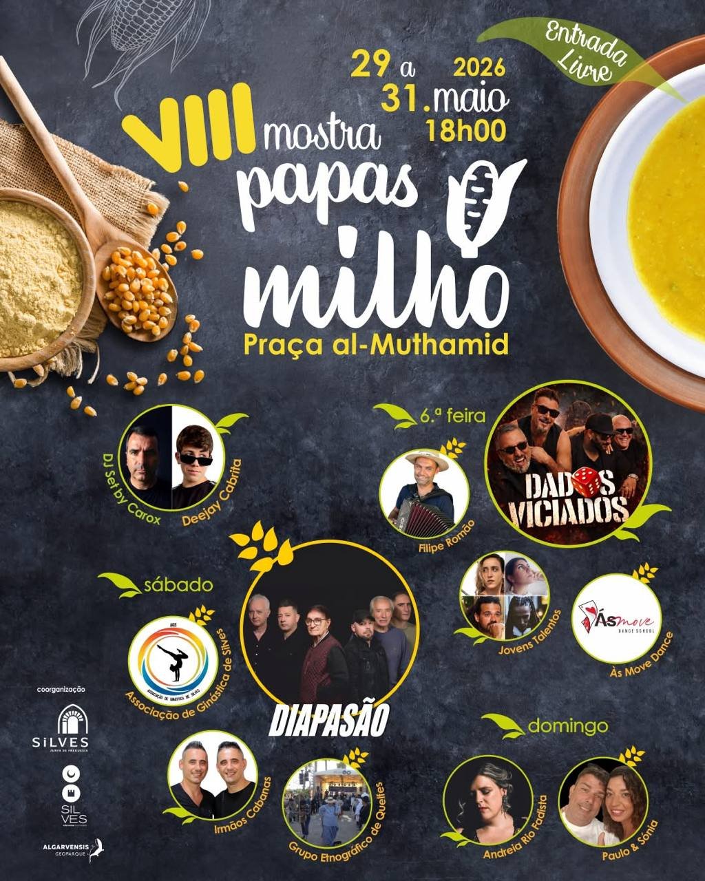 Cartaz VIII Mostra de Papas de Milho 2026 - Silves