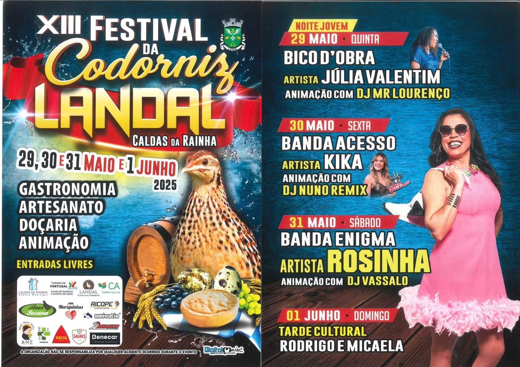 Cartaz XIII Festival da Codorniz 2025 - Caldas da Rainha