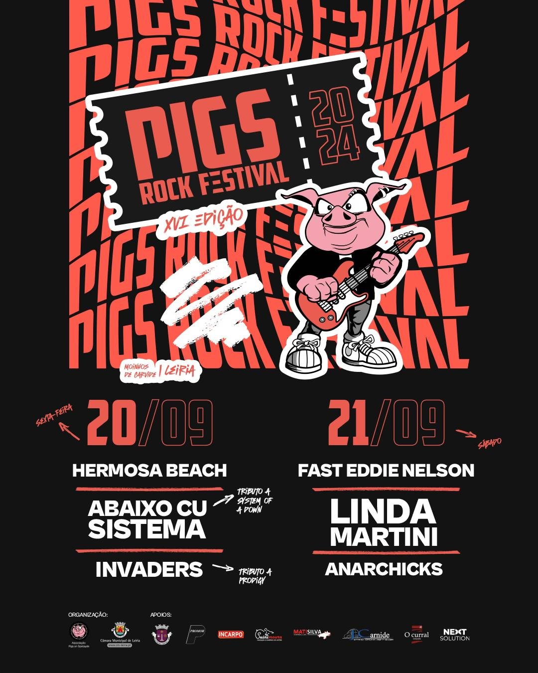 Cartaz XVI Pigs Rock Festival 2024 - Moinhos de Carvide