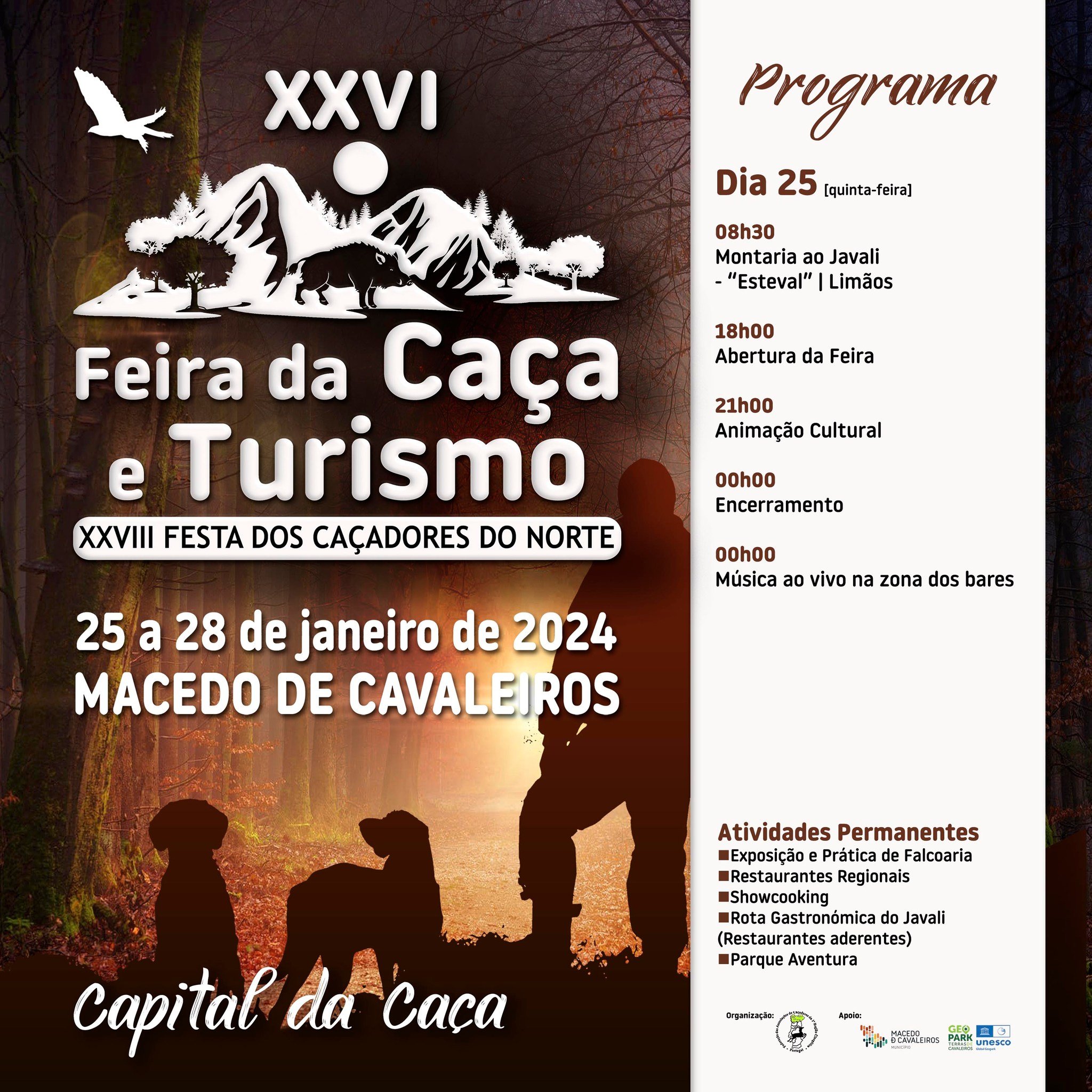 Cartaz XXVI Feira da Caça e Turismo 2024 - Macedo de Cavaleiros